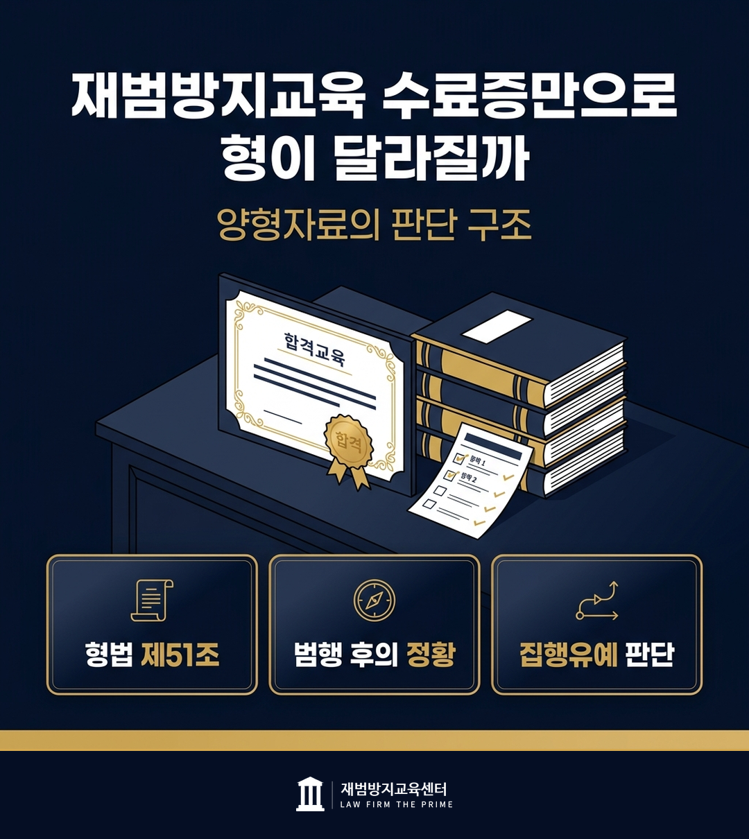 재범방지교육 이수가 양형에서 어떻게 검토되는지 설명하는 법률 인포그래픽