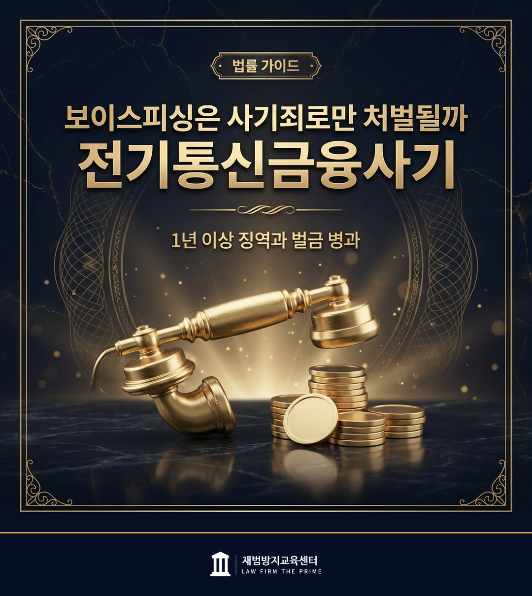 보이스피싱 처벌 조항과 전기통신금융사기의 정의를 설명하는 법률 인포그래픽